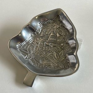 Christmas Tree Silver Metal Holiday Design Serving Dish